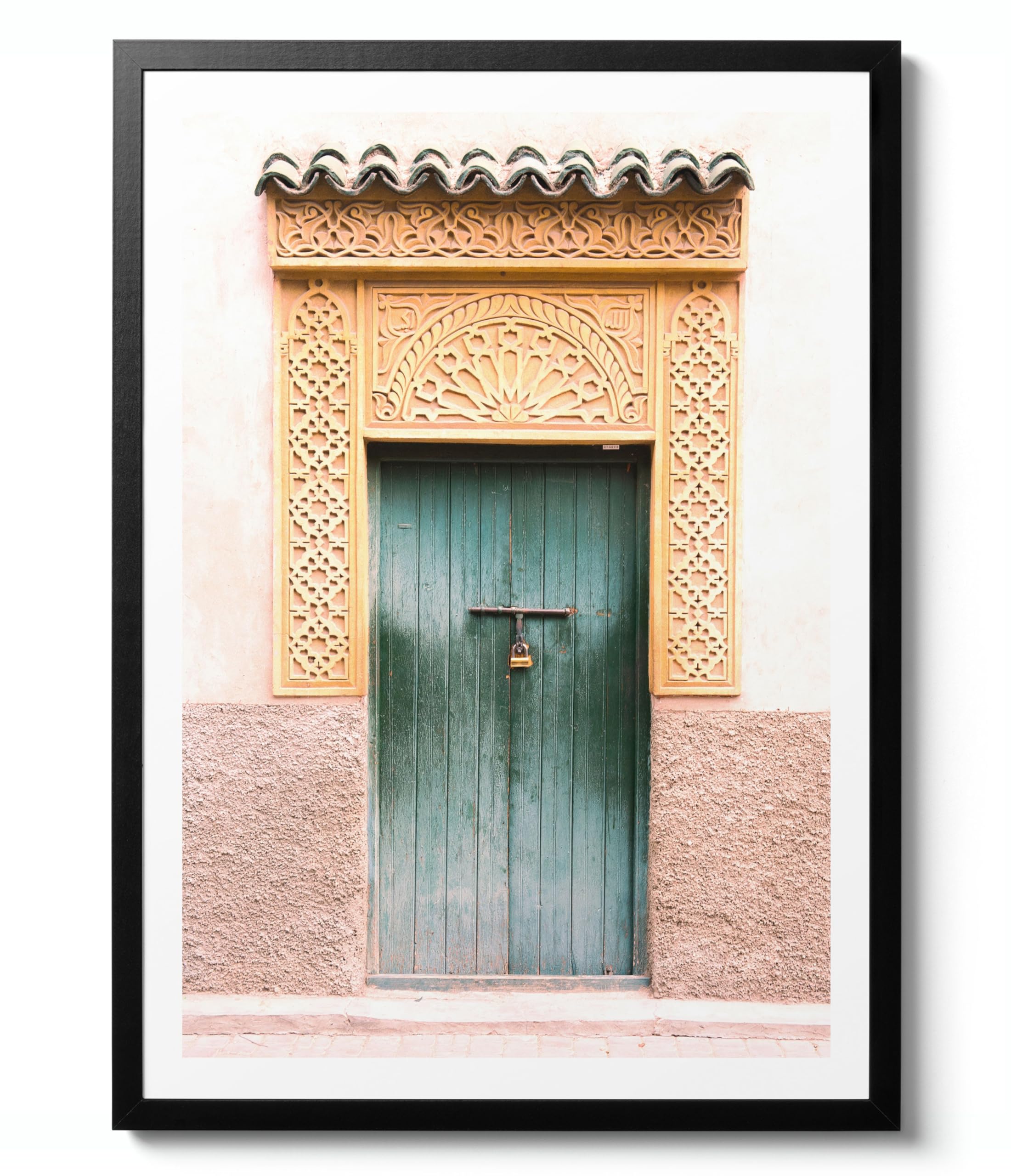 Marokkanische Tür, Reise-Fotodruck mit antiker Architektur, Wandkunst, beige und braunes Dekor, Hochformat, matt, A1 (nur Druck), 84,1 x 59,4 cm