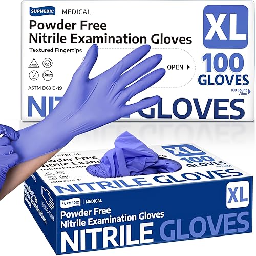 Miniatura 8 de Medical Soft Max Nitrile Exam Gloves, 100 Pcs Powder-Free Latex-Free Food Safe Clean Disposable Glove, Blue Iris