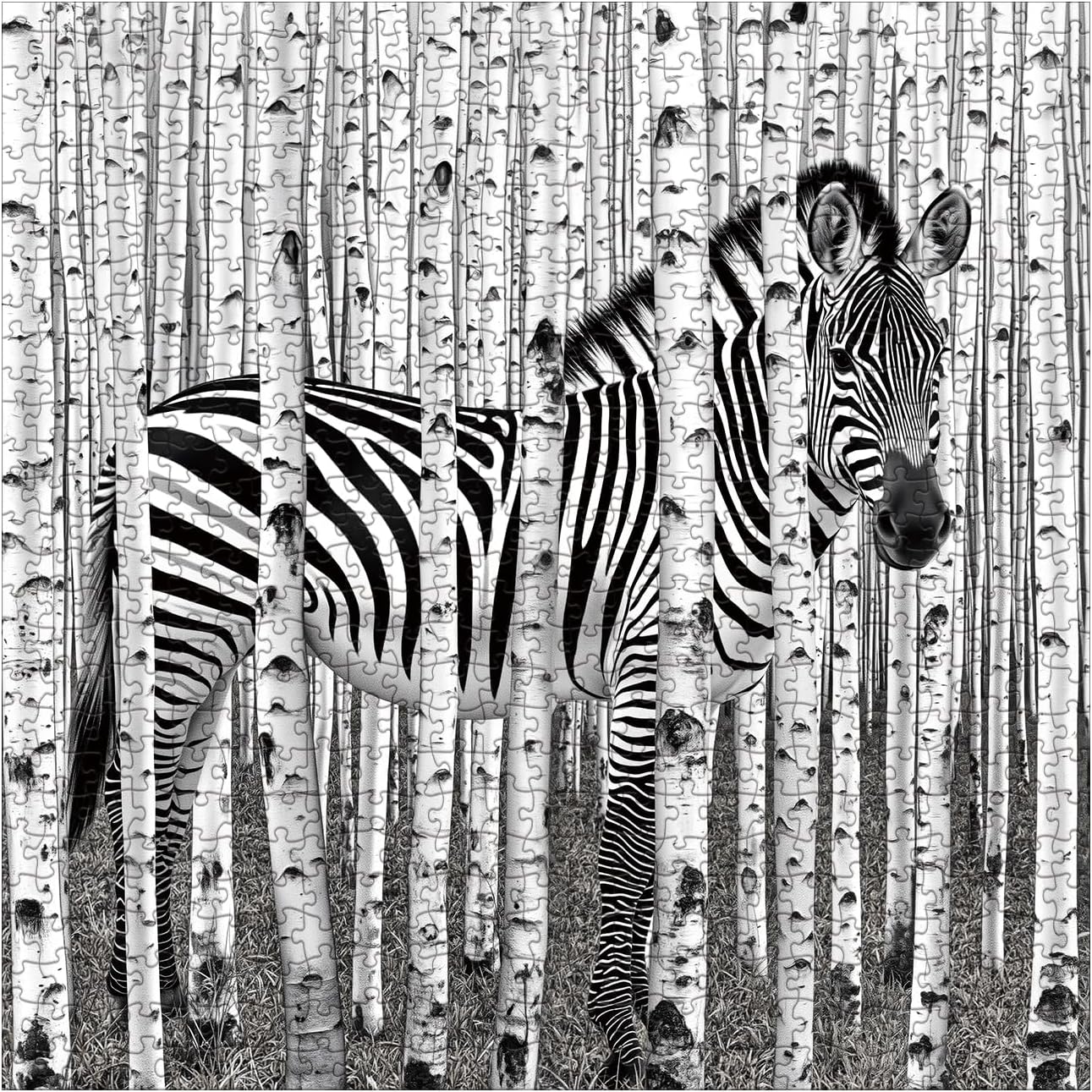 Difficult Forest Horse Puzzles for Adults 1000 Pieces Art, Challenging Animal Tree Landscape Jigsaw Puzzles, Beautiful Black and White Scenic Wildlife Fantasy Puzzle
