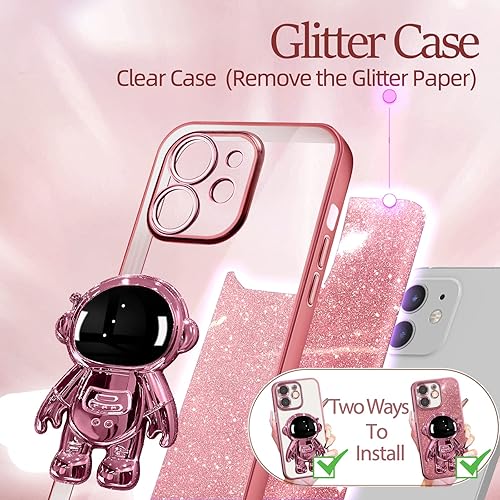 Miniatura 10 de Buleens Funda transparente para iPhone 12 Mini con papel brillante y soporte de astronauta, para iPhone 12 Mini, para mujeres y niñas, bonita funda