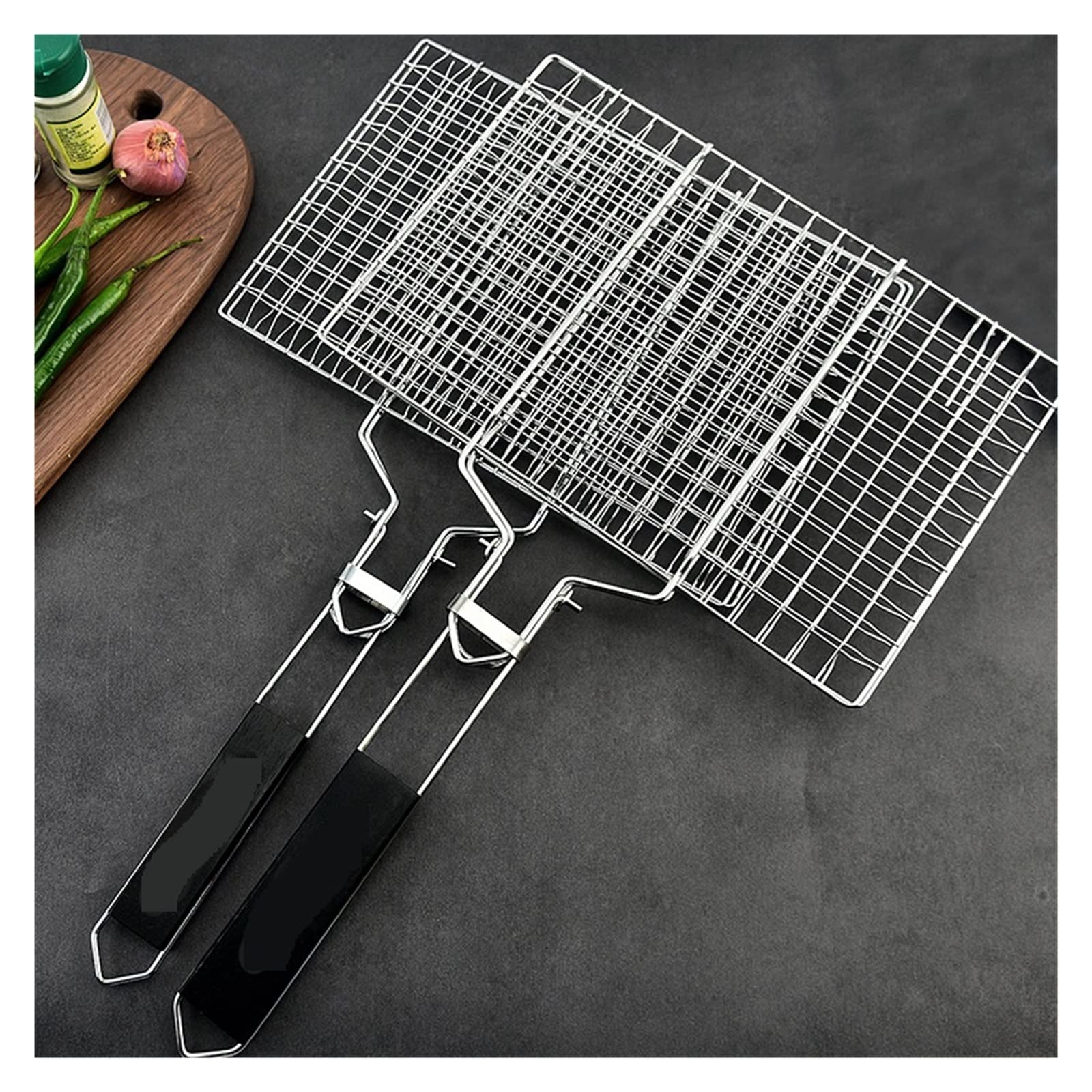 Cestello per grigliare cilindrico in rete metallic Cestello for griglia portatile Cestello for griglia in acciaio inossidabile Manico rimovibile Accessori for griglia Verdure for griglia all'aperto (