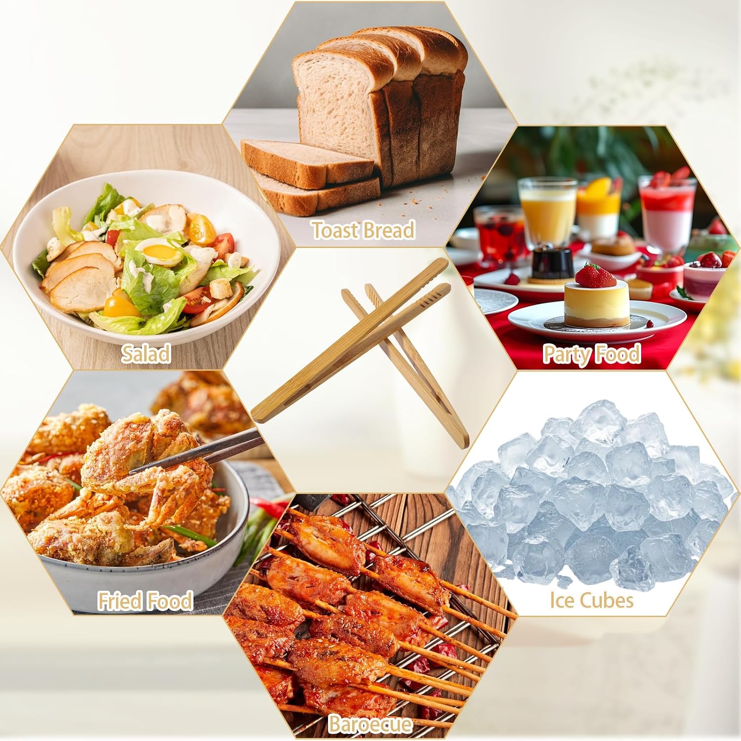 4PCS Mini Bamboo Toaster Tongs, 7.1inch Small Wooden Tongs for Toaster, Bamboo Kitchen Utensils, Cooking Tweezers for Fruits, Salad, Pasta, Grilling, Bread, Pickles, Bacon