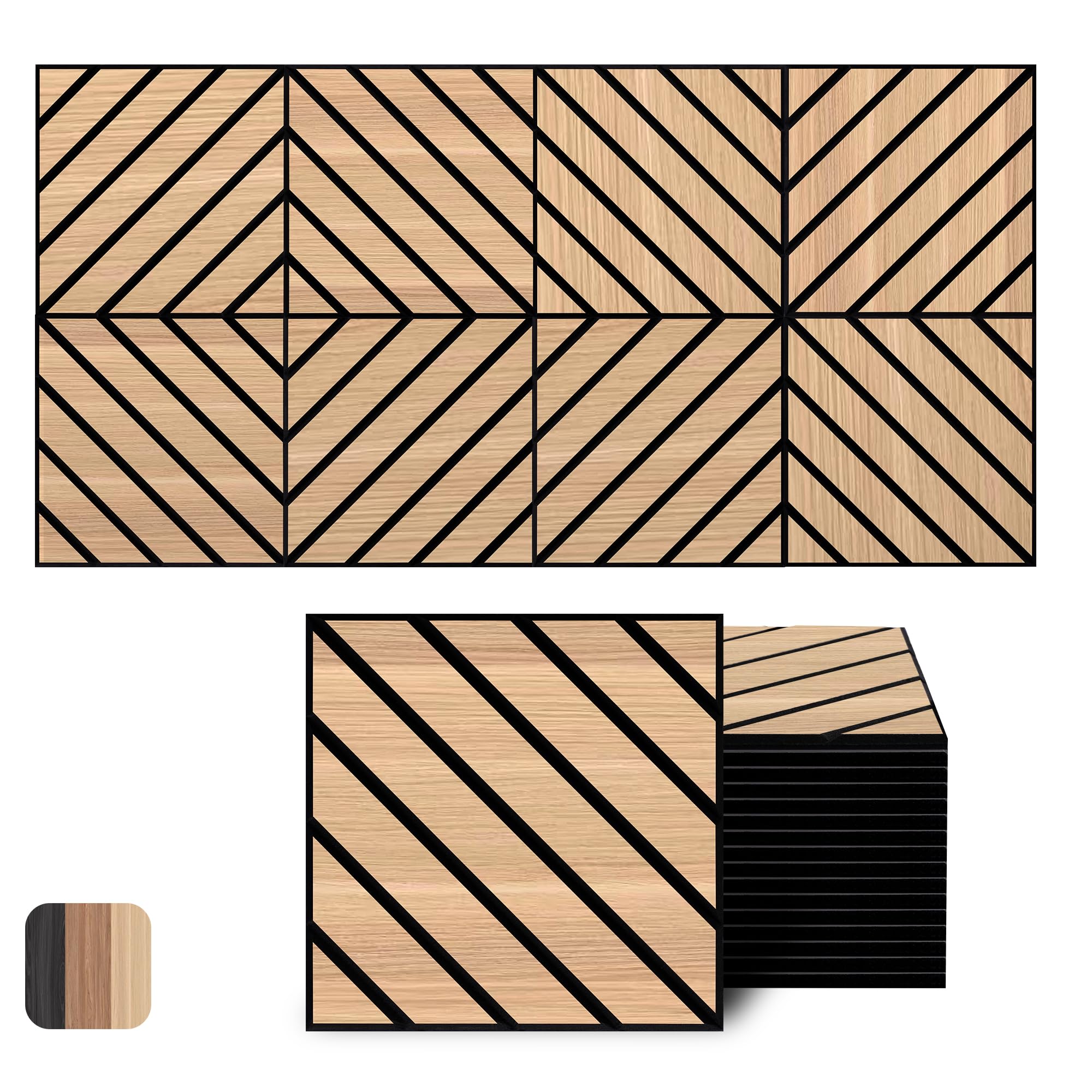 WoveN SounD Acoustic Wall Panels, Natural Oak, 16 Pack, 12x12 in