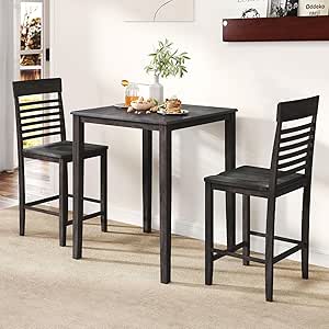 Amazon.com - GOFLAME 3-Piece Bar Table Set, Square Counter Height Kitchen Table and 2 Chairs Set ...