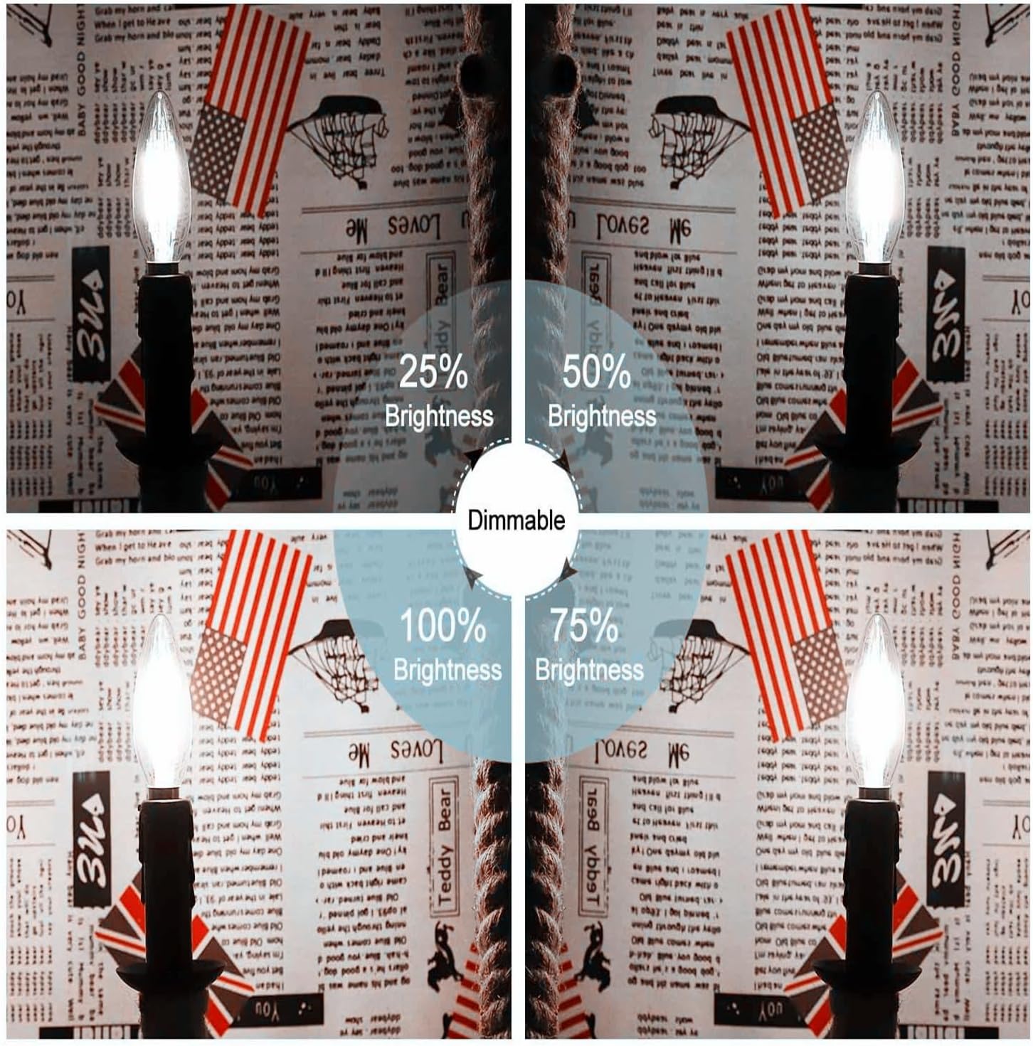 Frosted Flame Tip Chandelier Light Bulb-60W Incandescent Torpedo Tip Chandelier-60W Incandescent Torpedo Tip Chandelier Bulbs - Crystal Clear, E26 Base (6-Pack)