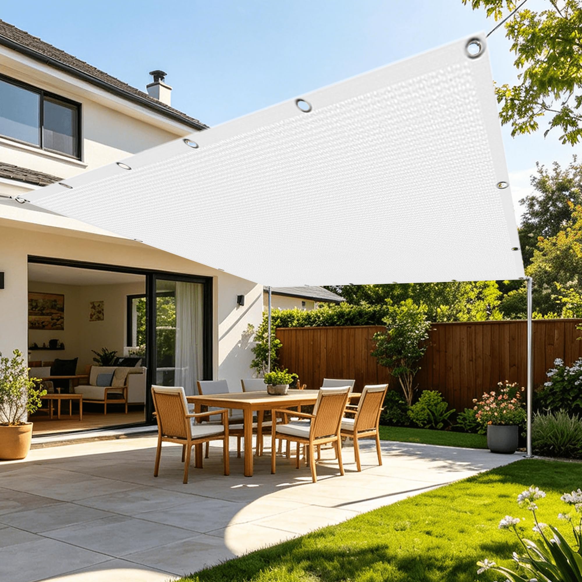 Toile d'ombrage de Serres 2.3 x 2.8 m Anti UV Voile d'ombrage Rectangulaire avec Œillets pour La Couverture Végétale Serre Pergola Jardin Abri D'Auto Pet House Lawn Patio, Blanc