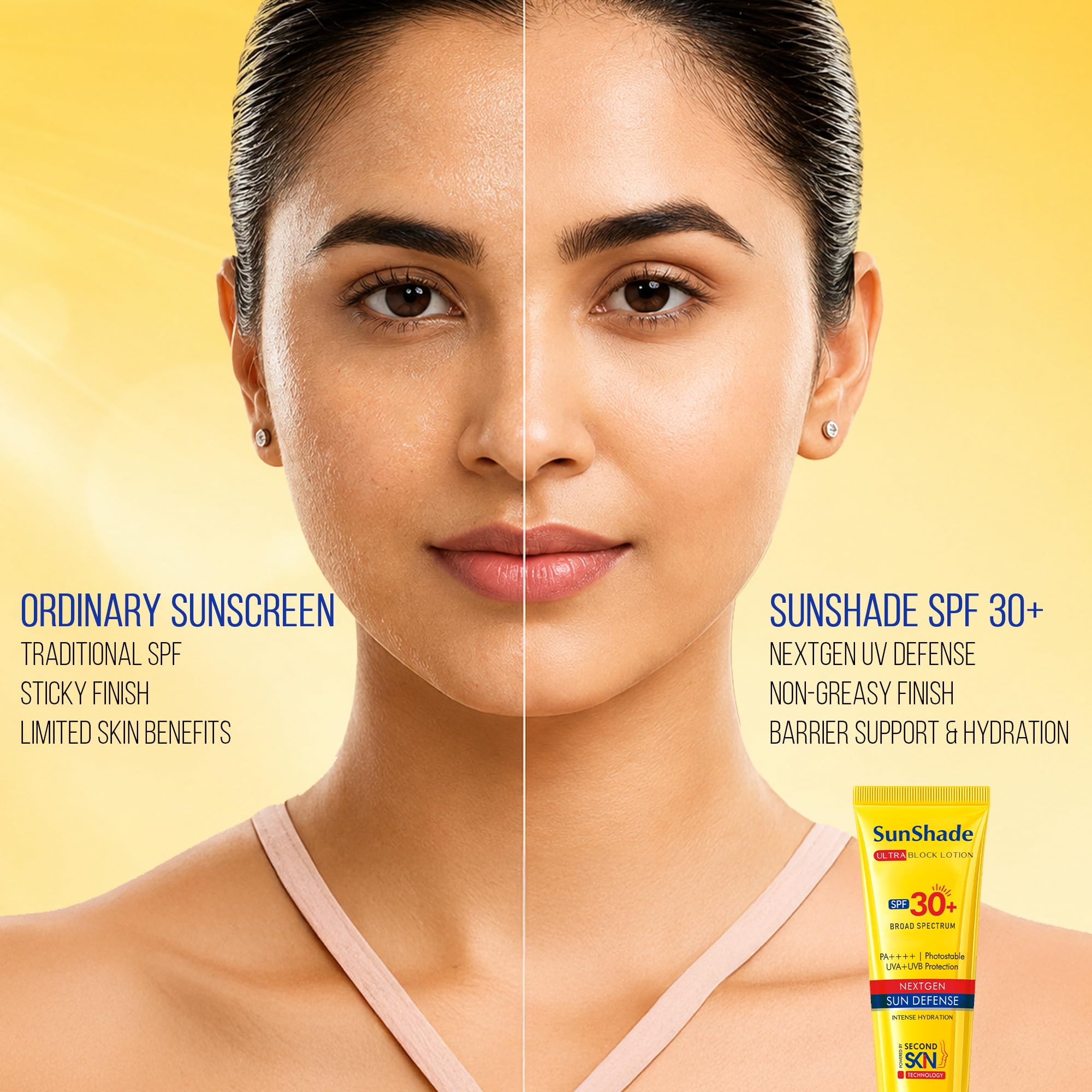 Leeford SunShade - Loción solar SPF 30 PA+++ ultraligera, no grasosa, sin yeso blanco para hombres y mujeres, para cara y cuerpo, resistente al agua, para todo tipo de piel, 50 (paquete de 3)