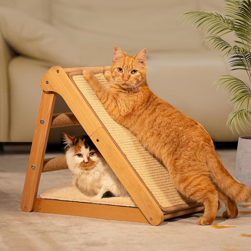 Arranhador para Gatos CHEERHOME PETS com Rampa e Escada de Sisal, Madeira Dobrável Grande, 1 Unidade