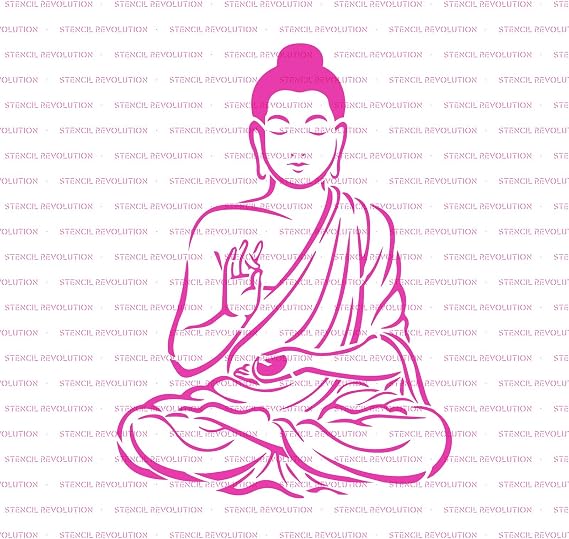 Stencil Revolution Buddha Stencil - Japanese, Zen, Buddhism Stencil, 5x6, White, Plastic