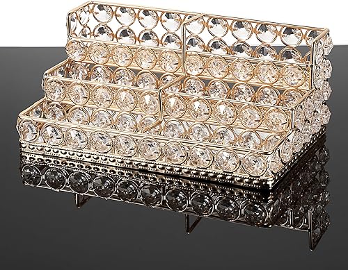 Vista 34 de Hipiwe Soporte para tarjetas de visita de cristal de 2 niveles, soporte de exhibición de tarjetas de visita con espejo dorado, organizador