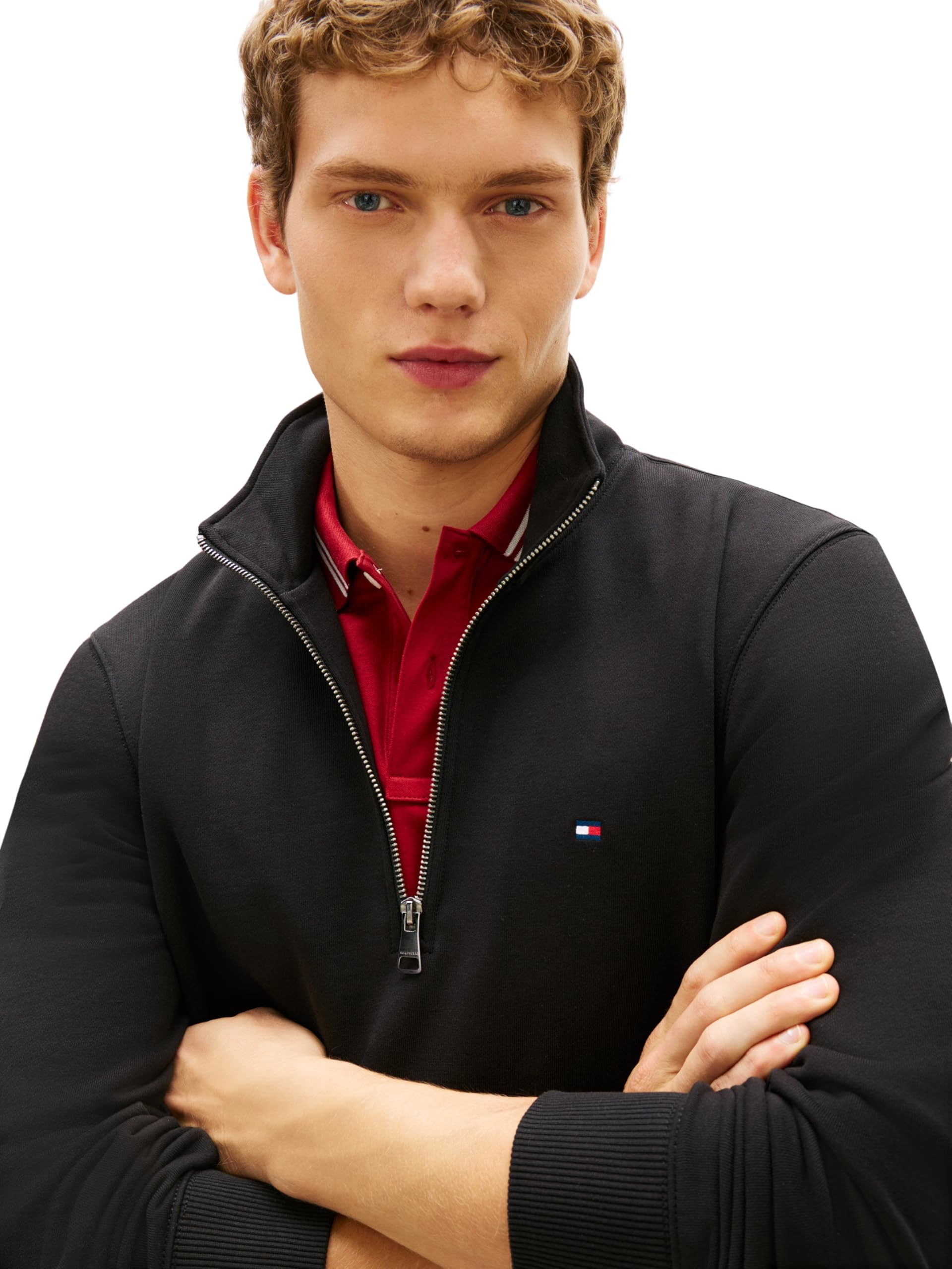 Tommy Hilfiger Herren Sweatshirt mit halbem Reißverschluss