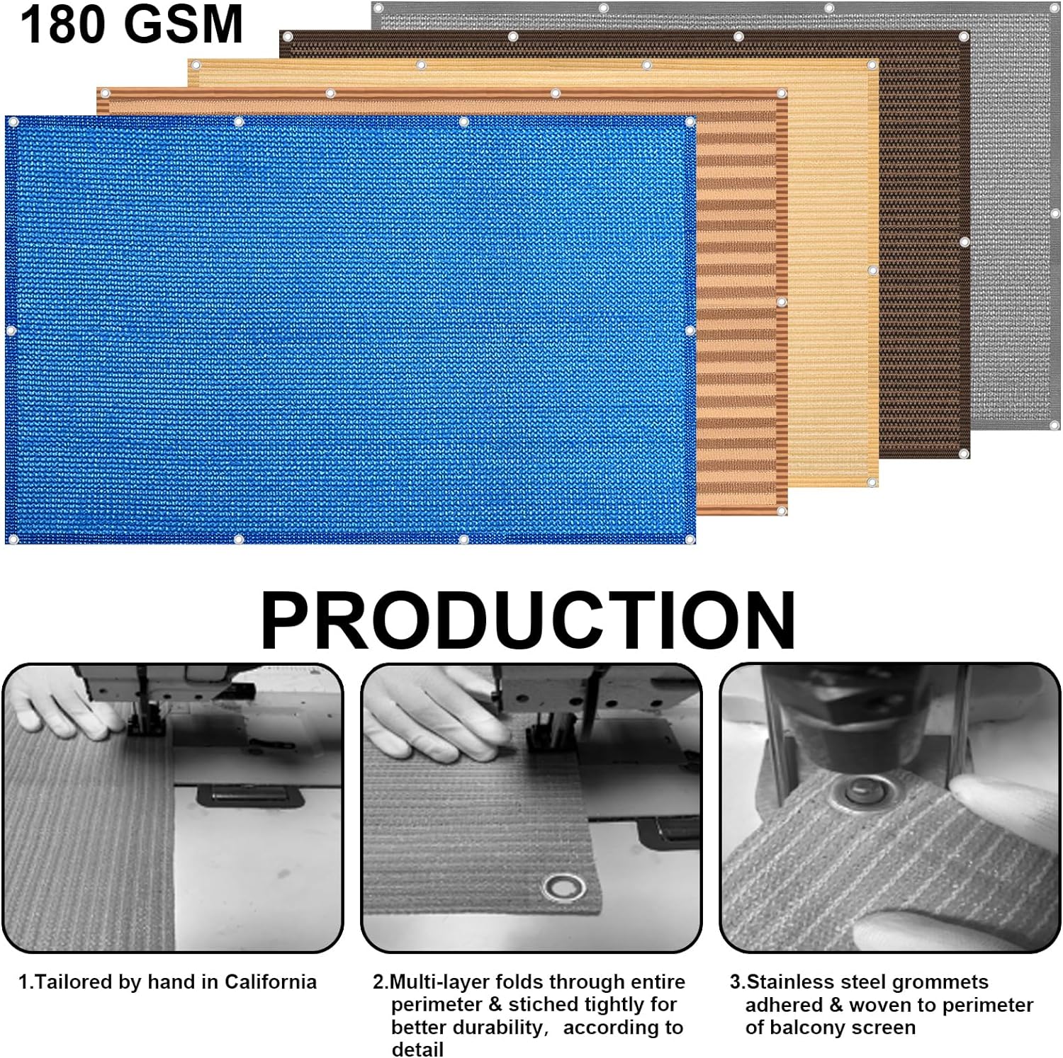 Eden's Decor Balcony Privacy Screen Brown 2'6"x 3' Cover Mesh Windscreen Weather-Resistant UV Protection for Backyard Deck, Patio, Balcony, Pool, Porch, Fence, Railing, Gardening