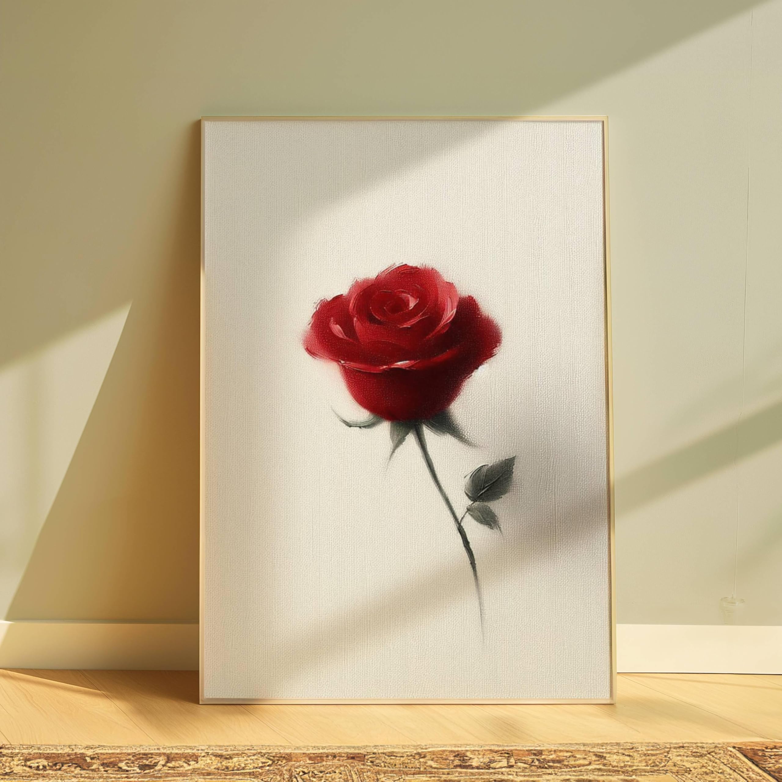 Toile imprimable de roses rouges style peinture texturée - 8