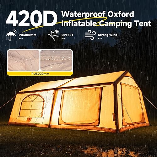 Miniatura 5 de Tiendas inflables inflables para acampar, tienda impermeable Oxford caliente con bomba manual, amplia y fácil instalación inflable tienda de campaña
