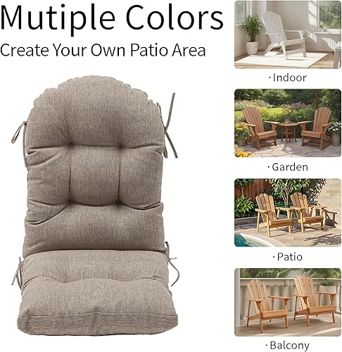 Miniatura 5 de QILLOWAY Cojín para silla de respaldo alto para interiores y exteriores, para Adirondack, para primaveraverano, para todo tipo de clima, repuesto