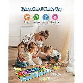 FOKI Floor Piano Mat for Toddlers, Sensory Educational Dancing Musical Keyboard Carpet Toy, Animal Sounds Touch Playmat Blanket, for 1 to 5 Years Old Boy and Girl