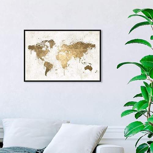 Miniatura 4 de Mapamundi White Gold Mapamundi - Lienzo decorativo para pared, diseño de mapas y banderas