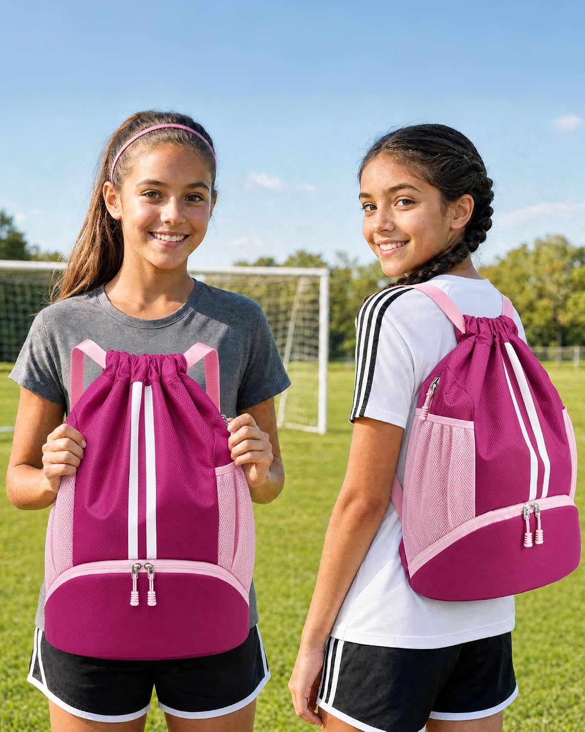 JELUTAR Soccer Bag, Drawstring Soccer Backpack with Shoe Compartment