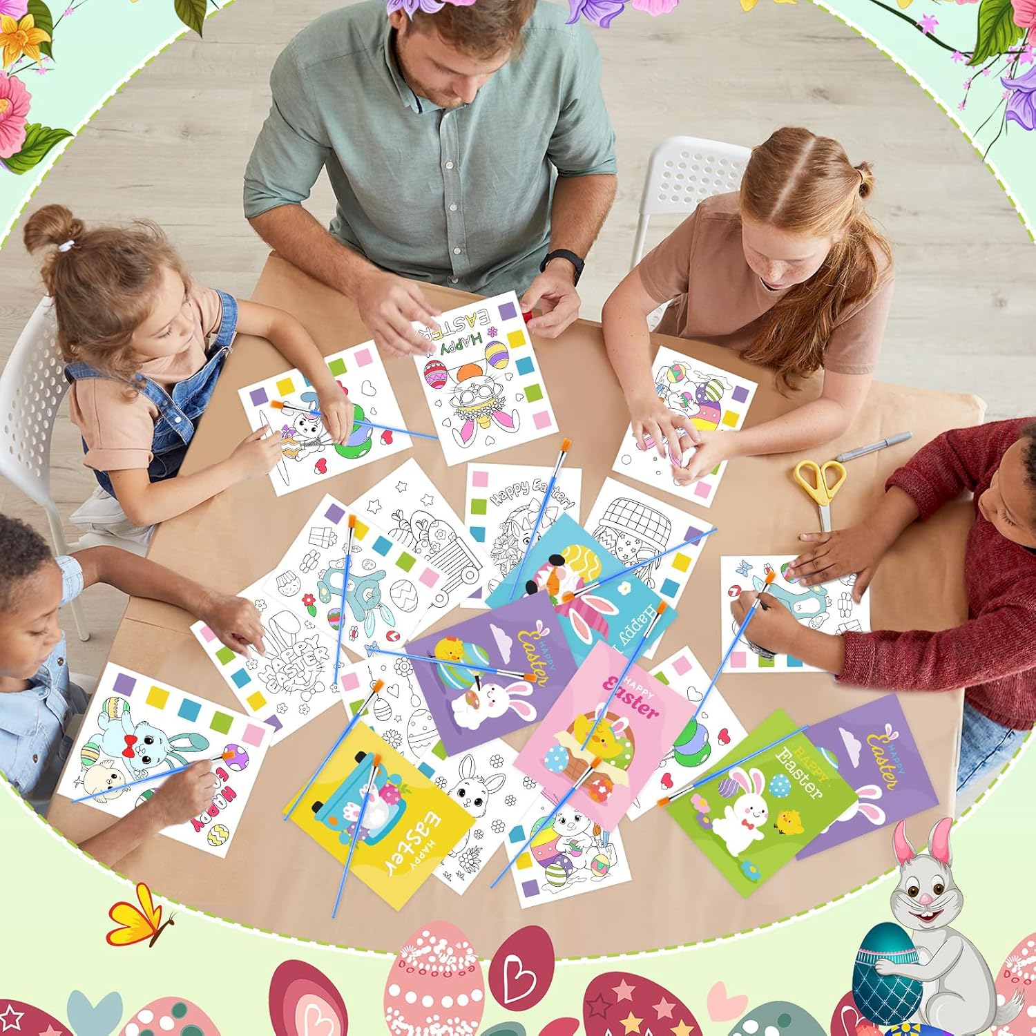 Easter Party Favors Kit for Kids 30 Pack Easter Watercolor Coloring Books Bulk with Cards Art Drawing Books Craft for Goodie Bag Stuffers Classroom Prizes Gift - Image 7