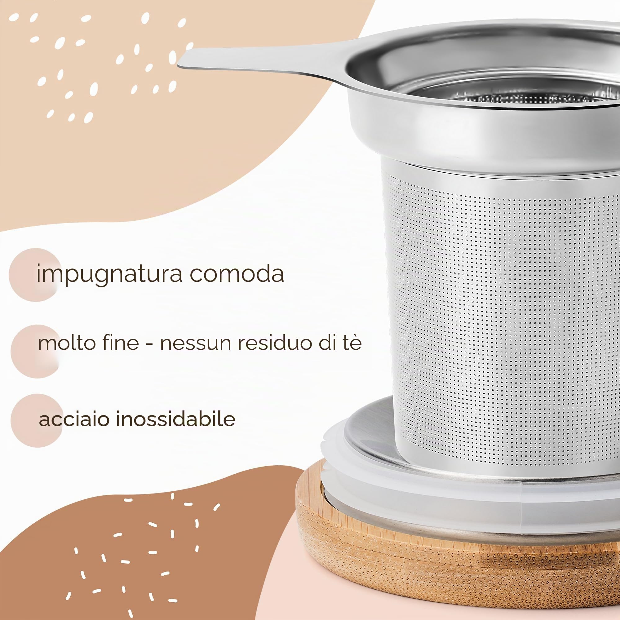 Tazza da tè con infusore e coperchio, tazza in ceramica da 500 ml con coperchio, tazza con infusore per tè con manico grande