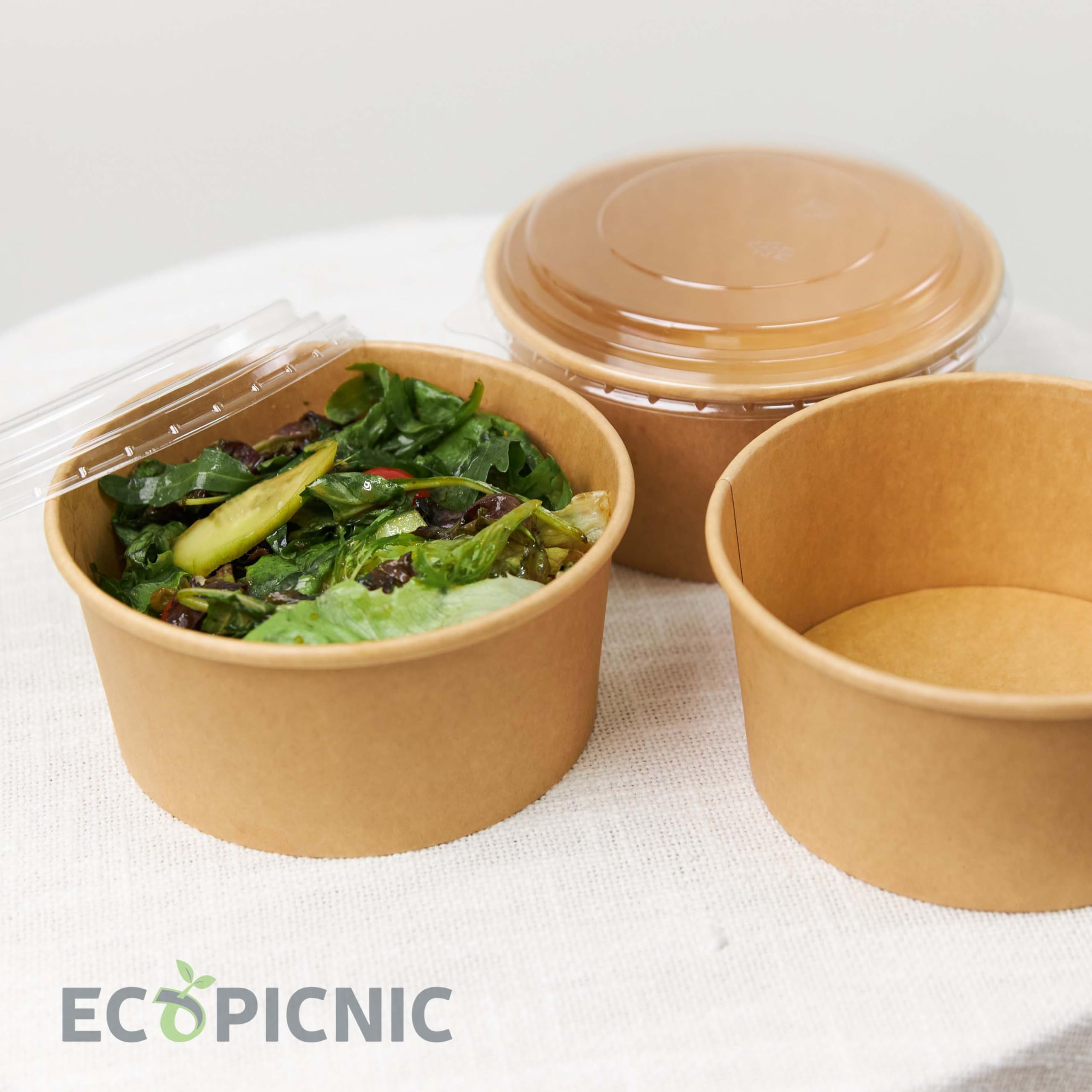 ECOPICNIC Lot De 300 Saladiers En Pet Avec Couvercle, 1300 ML