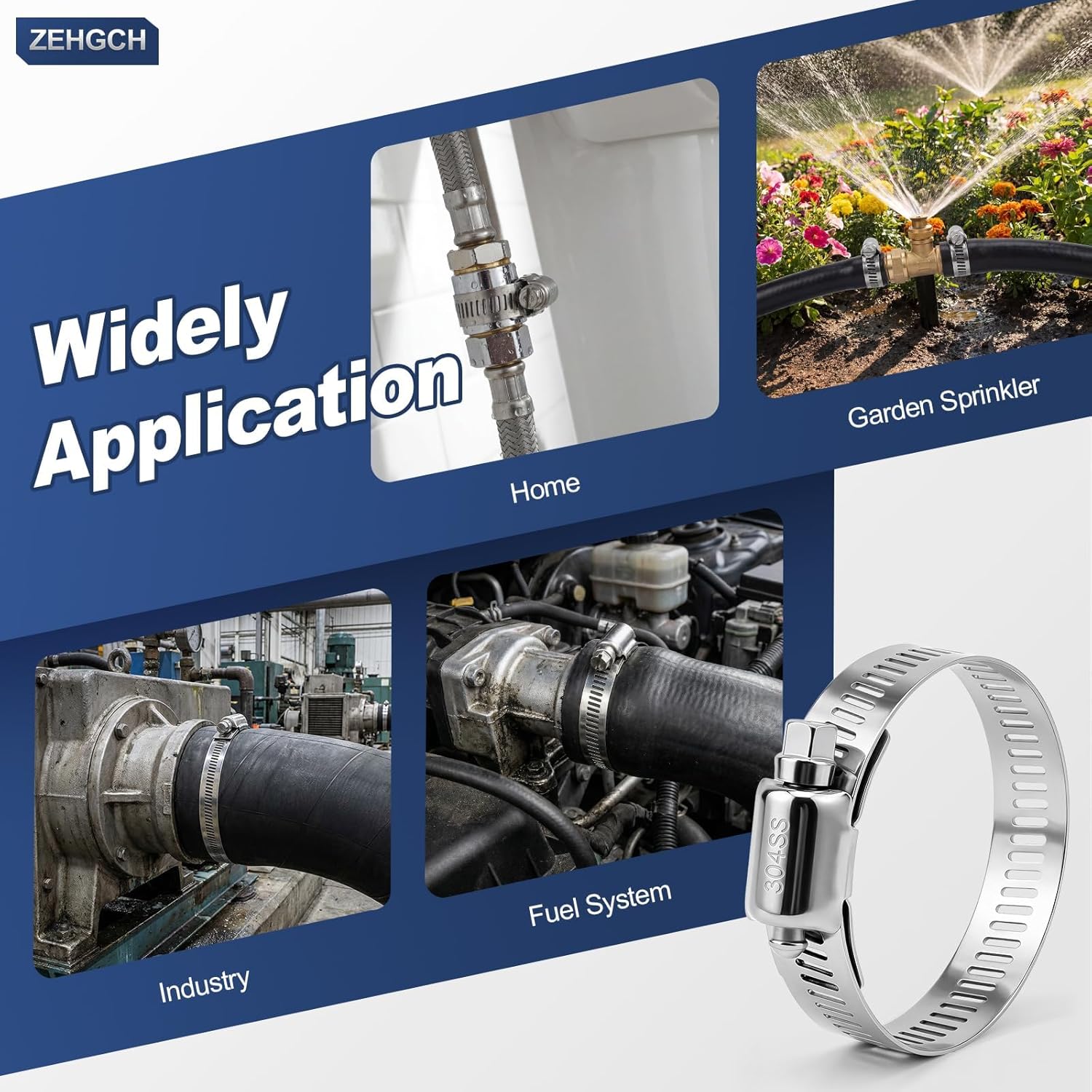 Hose Clamps, DIY 32.81FT Large Adjustable Metal Strap Stainless Steel Hose Clamps with 20 Stronger Fasteners Screw, Worm Gear Hose Clamps for Pipe, Tube, Duct and Fuel Line 25PCS