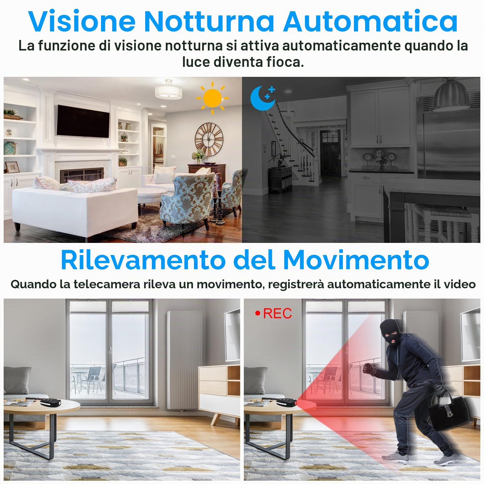 Telecamera Spia,1080P Portatile Mini Telecamera Nascost Chiavi Dell'auto | Spy Cam Batteria Integrata, Microcamera Rilevamento di Movimento ,Visione Notturna,per Riunioni/Attività all'aperto