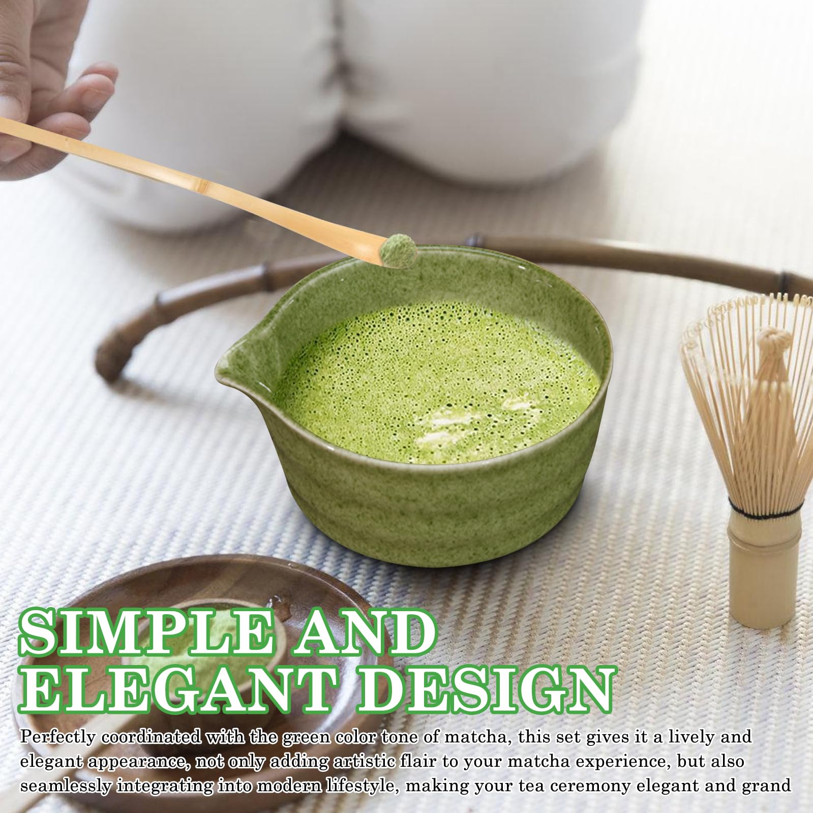 5-teiliges Matcha-Set Aus Kunstharz – Inkl. Schneebesen, Sieb & Löffel Für Perfekten Japanischen Tee