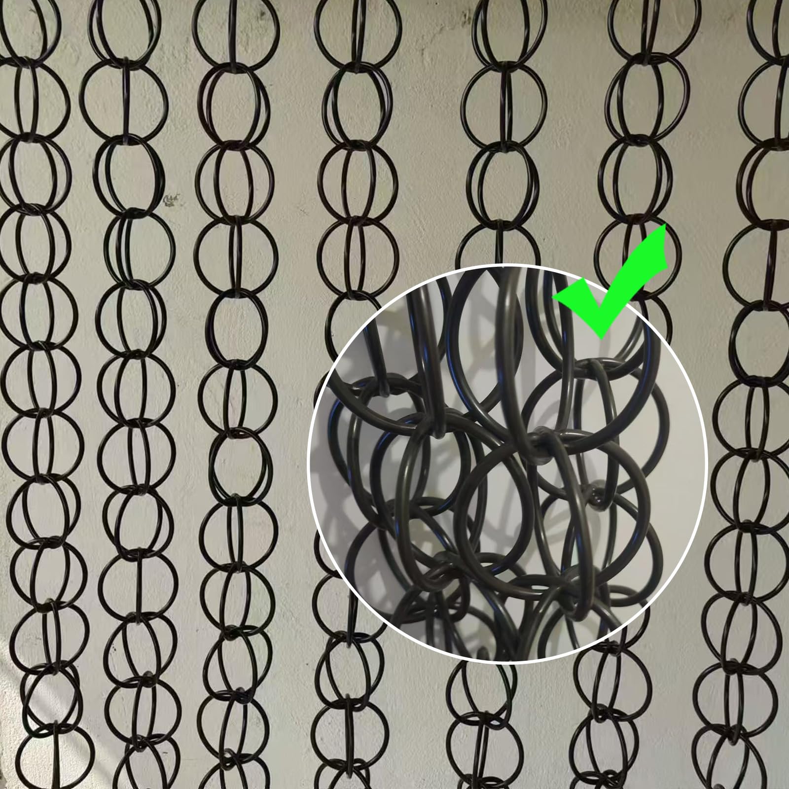 Catena per la Pioggia in Alluminio con Gancio Incluso - per Lo Scarico dell‘Acqua dai Tetti e Grondaie - Facile da Installare- Giardini, Terrazzi 2.2m(7.2ft) Nero-A