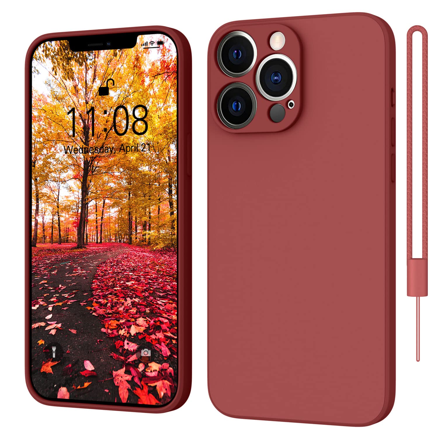 ORDA für iPhone 13 Pro Hülle Silikon Case, Handyhülle für iPhone 13 Pro Ultra Dünn Slim mit Microfiber, Kratzfeste Rundumschutz Case Schutzhülle Hülle für iPhone 13 Pro 6.1'' Rot