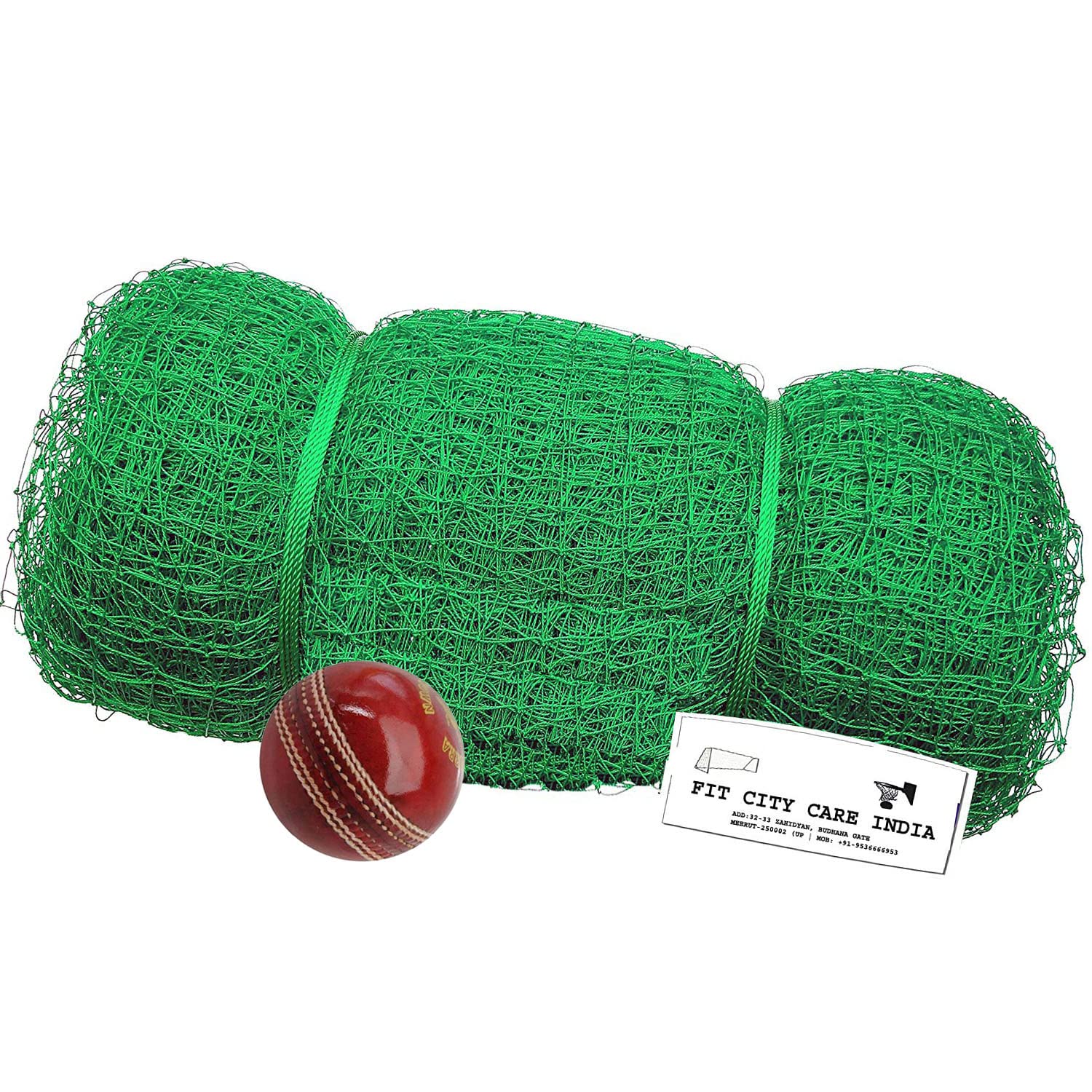 Buy Fit City Care India Nylon Practice Cricket Net 100x10 feet (1000 Sq. Green) with 1 Leather