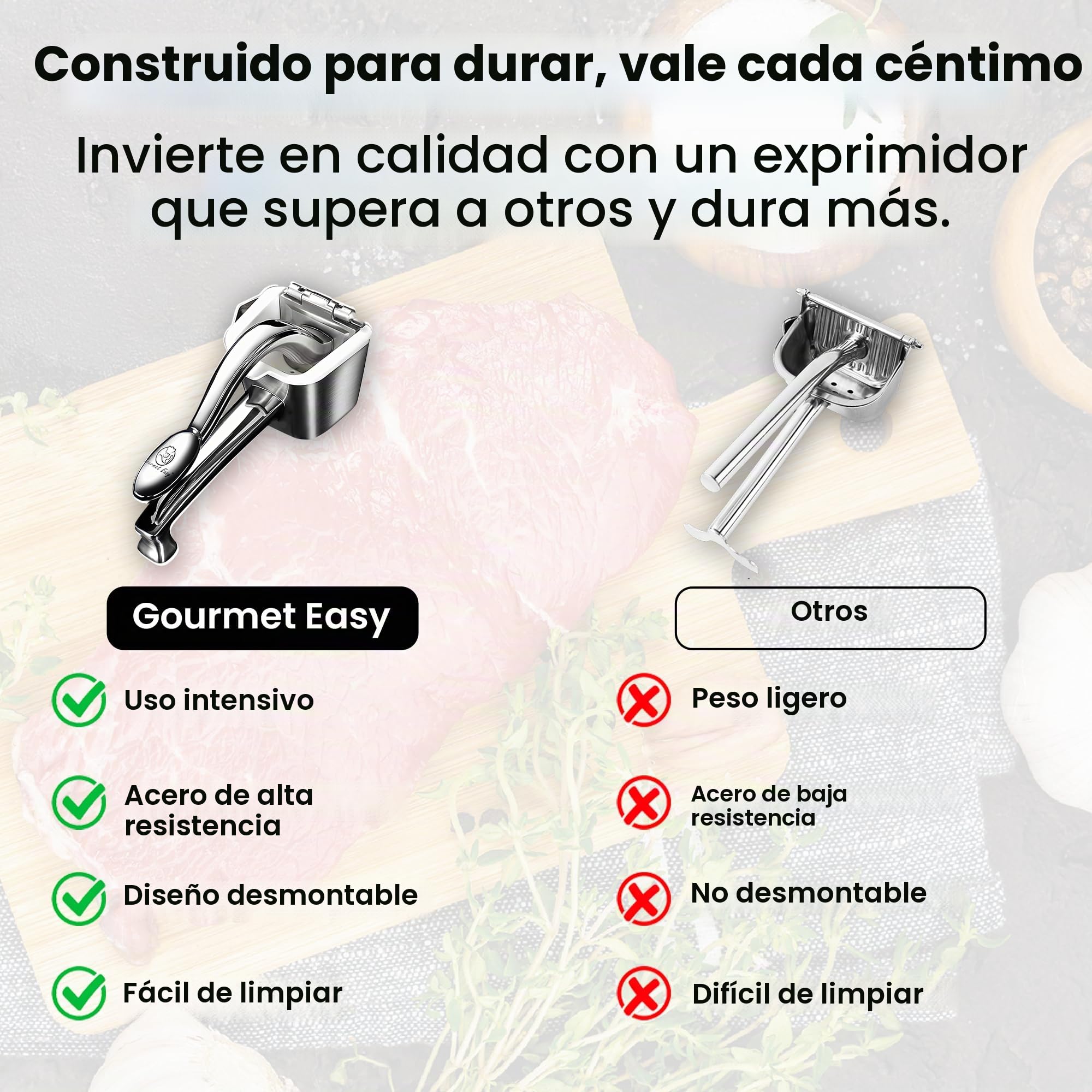 Gourmet Easy Exprimidor Manual Acero 304, para Limón y Naranja