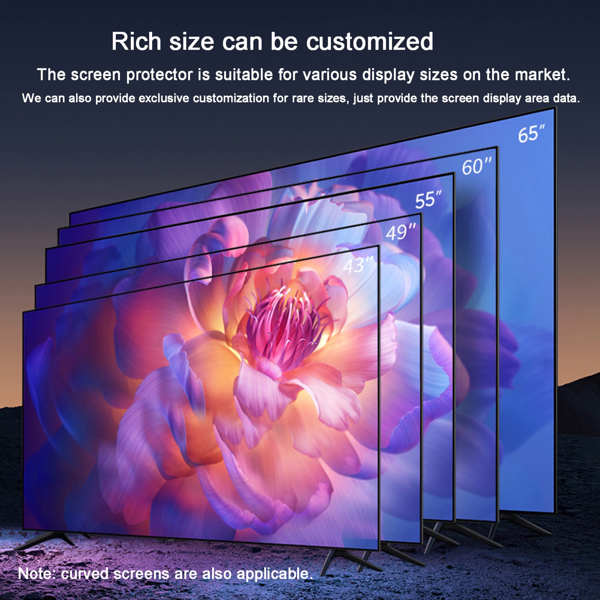 Folia ochronna na ekran telewizora, folia ochronna na ekran telewizora o przekątnej 32-75 cali, folia antyodblaskowa i przeciwzarysowa do wyświetlaczy LCD, LED, 4K OLED i QLED HDTV(65in 1440x809mm)