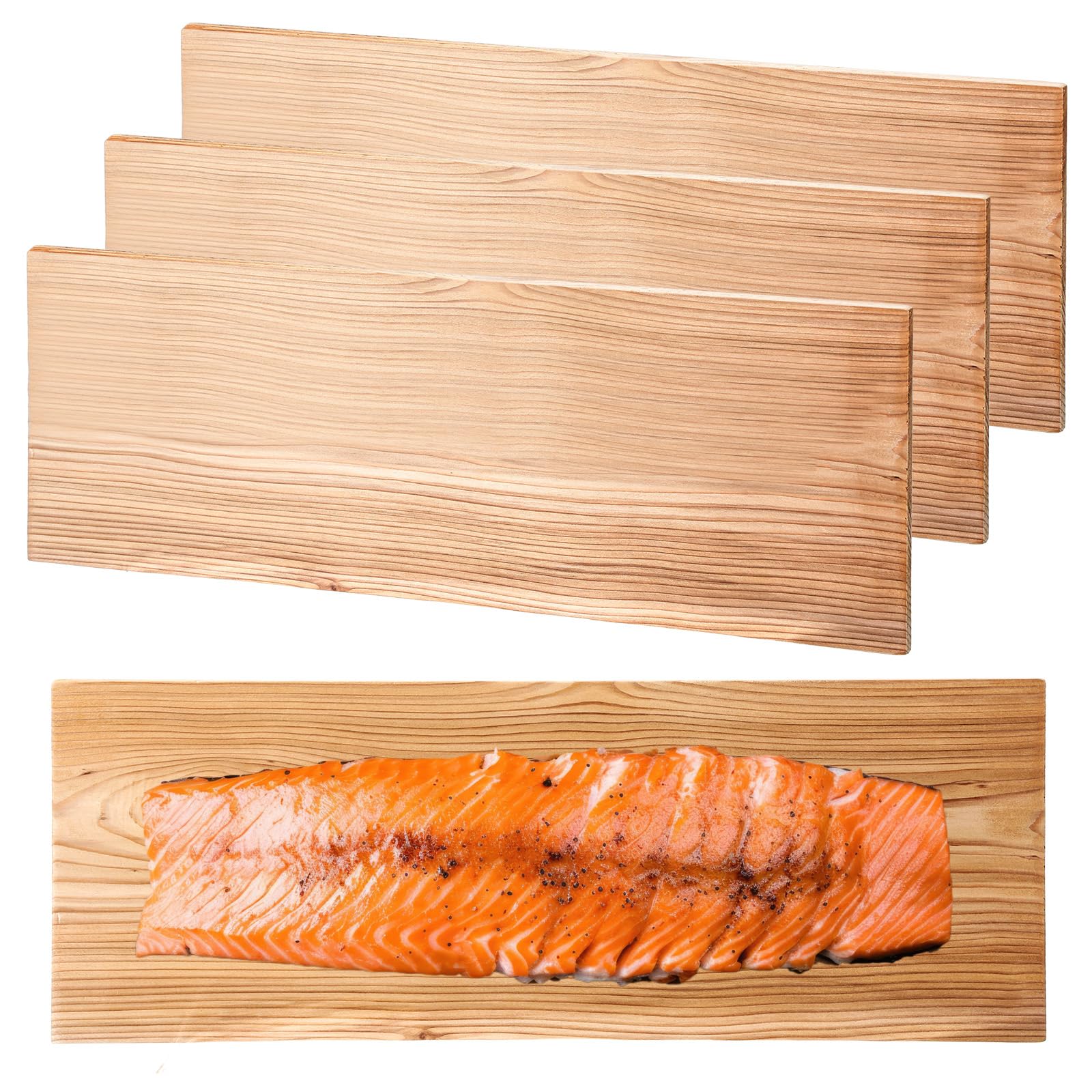 Landical 3 Tavole XL in Legno di Cedro per Grigliare Filetto Completo di Salmone, Carne, Pesce e Verdure per Aggiungere Fumo e Sapore Extra ammollo Velocemente e Facile da Usare Tavole di Cedro per