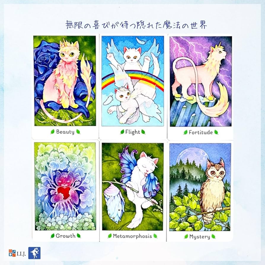【オラクルカード】海外インディーズデッキ✨スクエア型✨魔法の猫たちのカード Nuytghr オラクルタロット 猫タロットカード 英語版タロット