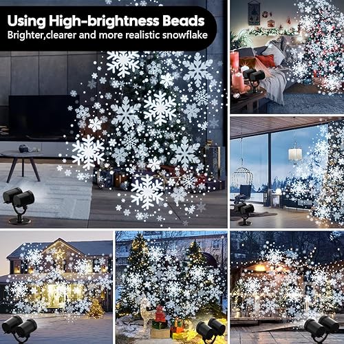 Miniatura 5 de Proyector de luces de Navidad para exteriores, luces LED de copo de nieve para interiores, doble cabezal, luces de decoración de Navidad