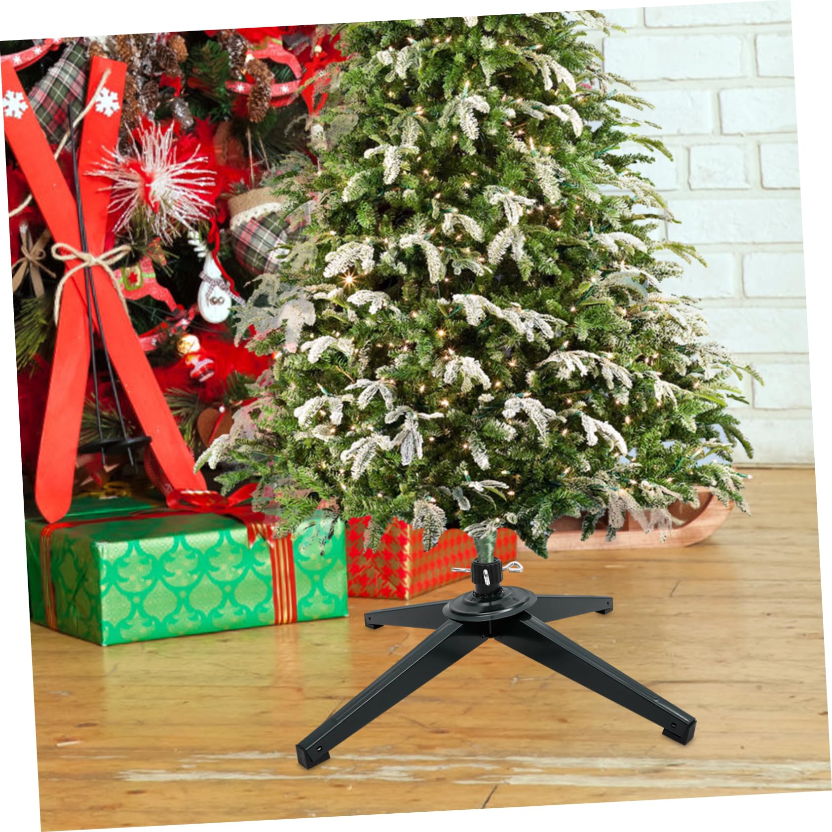 Soporte de Árbol de Navidad de Hierro Resistente y Plegable Base Estable con Placa de Bloqueo Plana Diseño Compacto para Almacenamiento Fácil para Árboles Artificiales con Añade