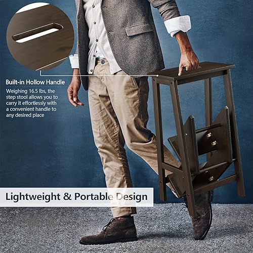 Miniatura 3 de Giantex Escalera de 3 escalones, escalera ligera 3 en 1 multifuncional con pedal reversible antideslizante, diseño de mango hueco, utilizada para