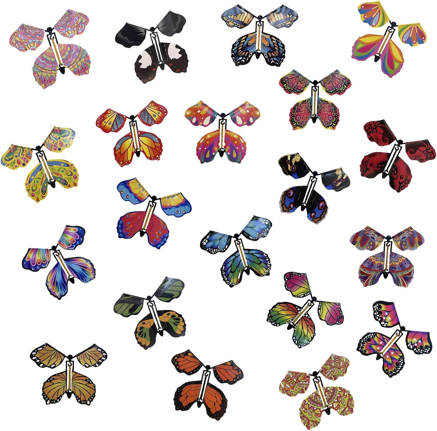 20PCS Flying Butterfly, Magic Wind Up Butterfly Toy Fairy Flying Toy Surprise Explosion Box Gift for Birthday Party Wedding Anniversary Book Greeting Card(20 Styles)