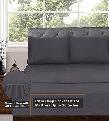 Miniatura 2 de RUVANTI Juego de sábanas de franela orgánica tamaño matrimonial, 100 % algodón doble cepillado, bolsillo profundo de 16 pulgadas, transpirables,