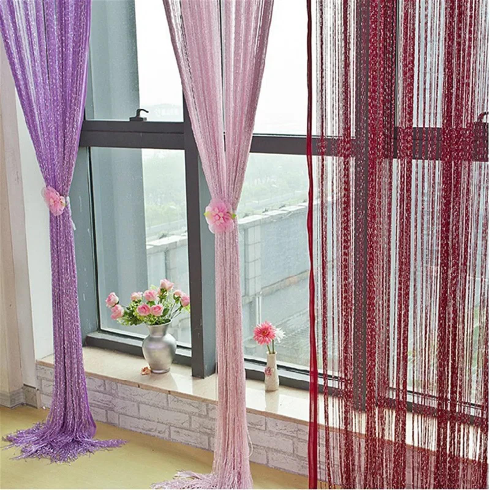 Rideau de perles pour portes et fenêtres - Fait à la main - Séparateur de pièce pour la décoration de la maison et les mariages (200 x 260 cm)