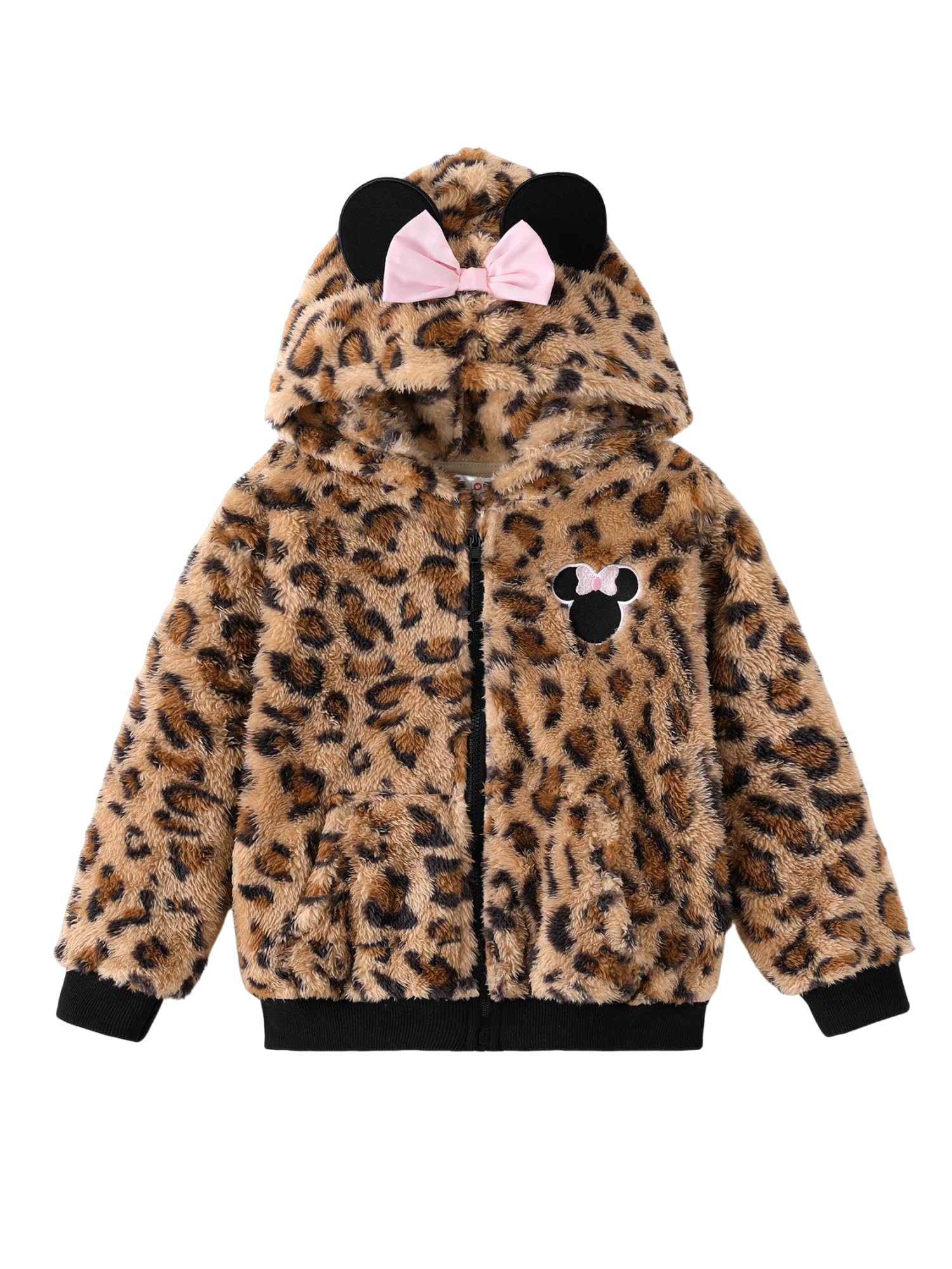 Disney Girl/Boy Fleece Jacket Zipper Sherpa Fuzzy Hoodie Winter Coat 2-13Y