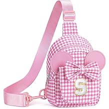 Anoup Kids Girls Gifts - Birthday Gifts for 2 3 4 5 6 7 8 Year Old Girls Gift, Small Sling Bags for Girl Kid Daughter Birthday Gift for Kids Girl Purse Monogram Checkerboard Sling Bag Pink S
