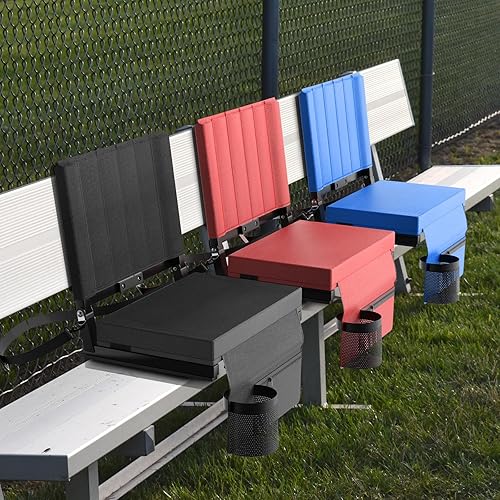 Miniatura 6 de JVIBI Asientos de estadio para gradas con soporte de espalda y cojín acolchado ancho, incluye correas de hombro asa de transporte y portavasos