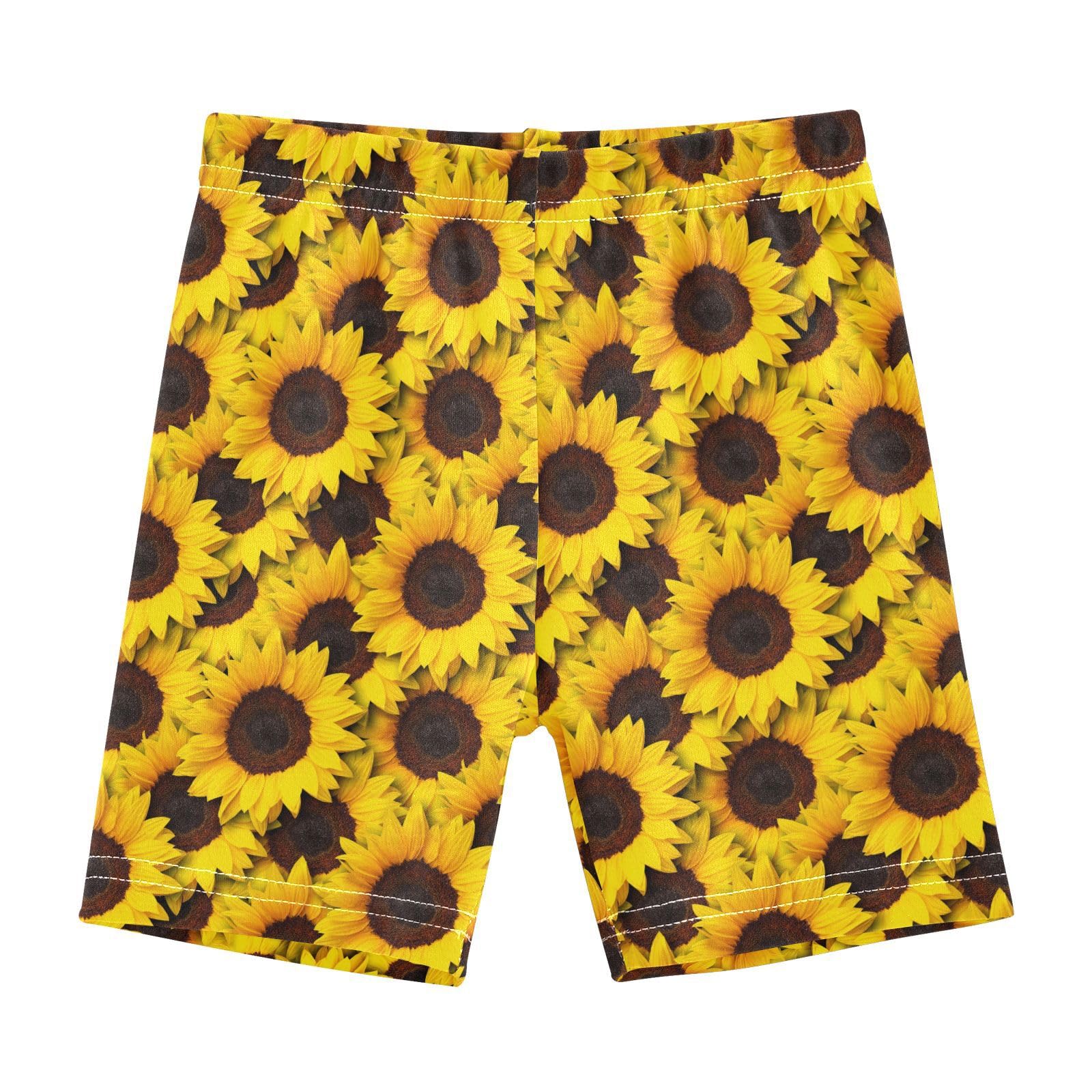 JHKKU Girls Sunflower Shorts Cotton Cartwheel Bike Kids Biker Under Dress Dance Short Girl Clothes 6T