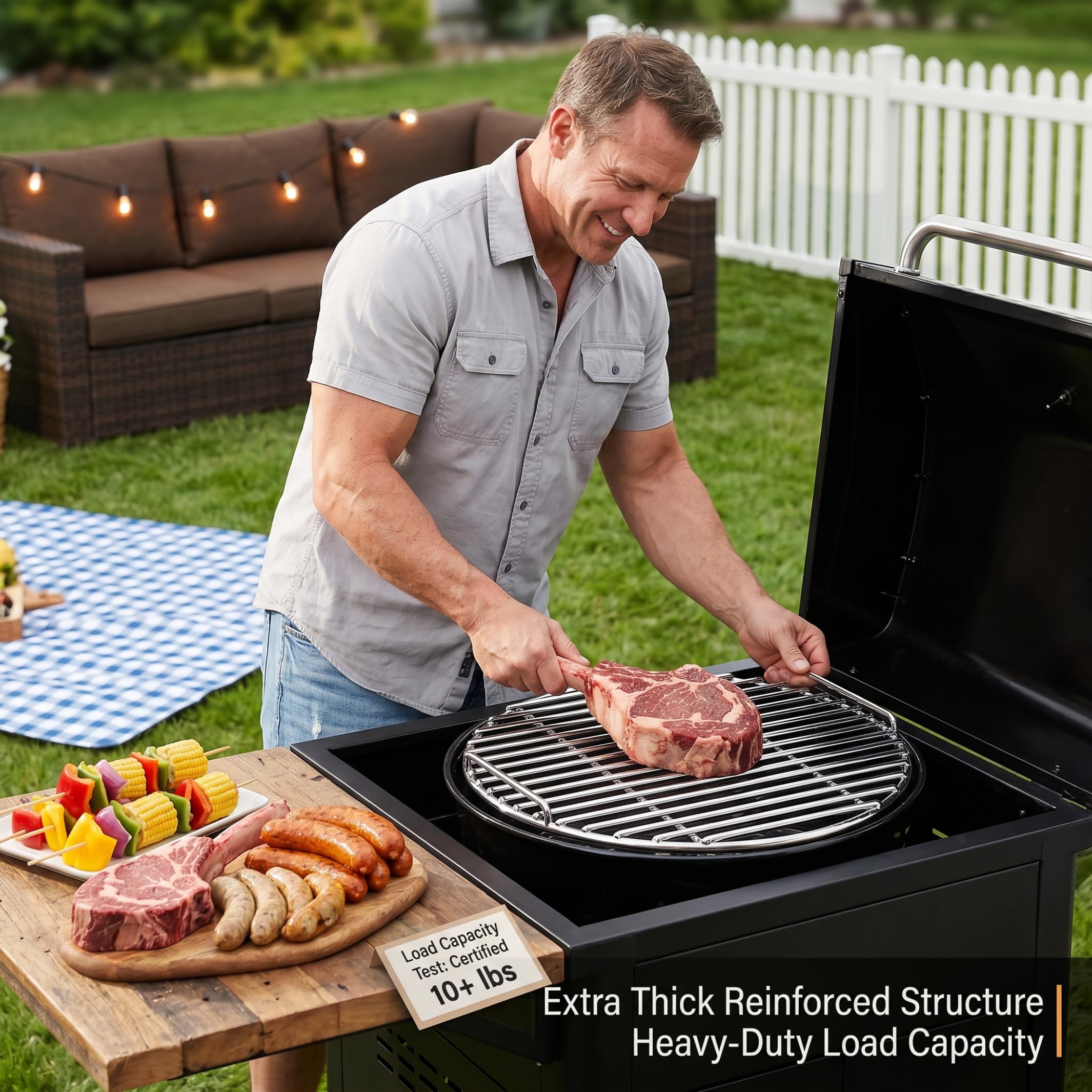 43 cm Sainless Seel Grill Grae, zamiennik grilla klasy spożywczej, idealny do gotowania wewnątrz i na zewnątrz, idealny na kemping i grillowanie
