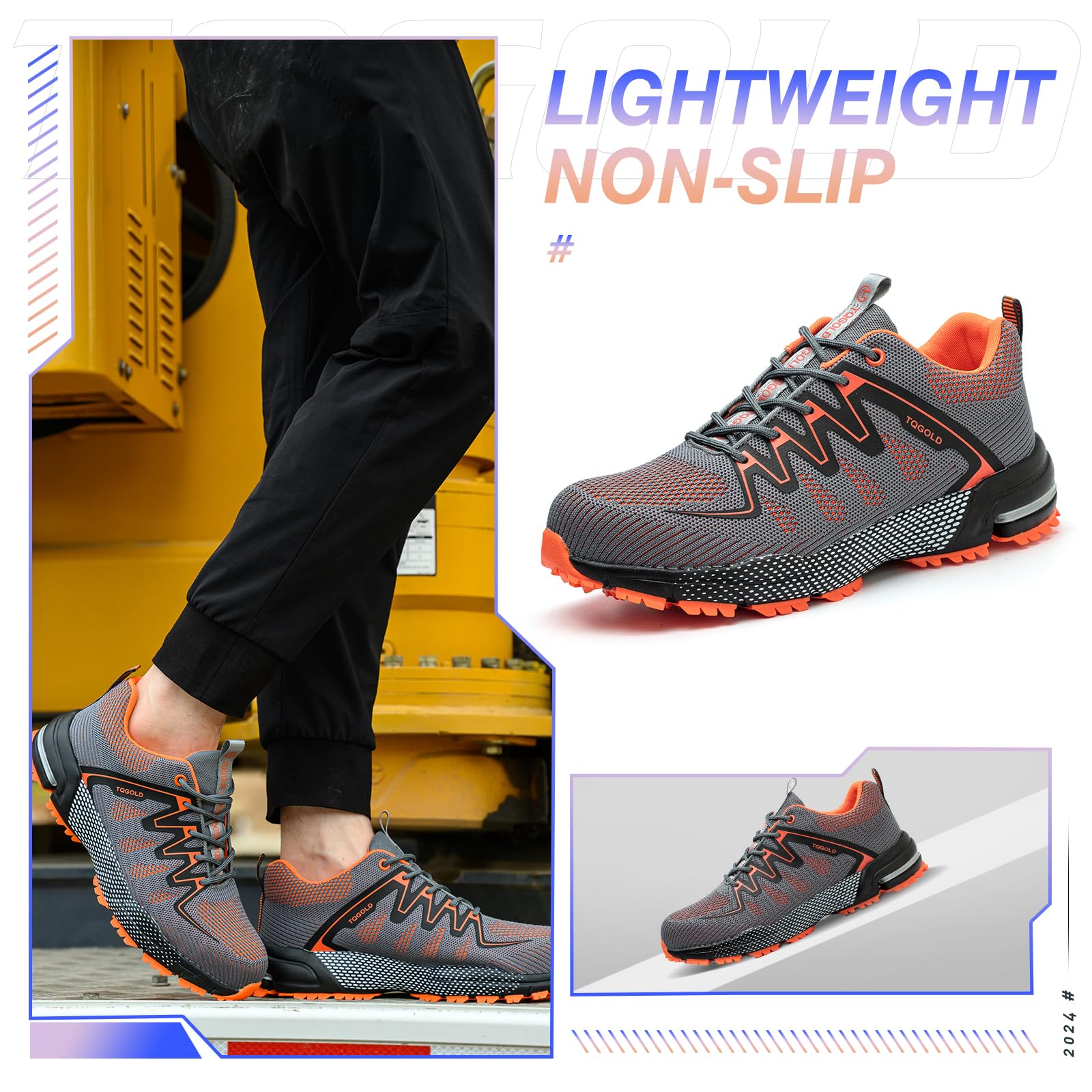 TQGOLD Chaussure de Securité Homme Femme Légère Chaussures de Travail Amorti Protection Embout en Acier Basket de Securite