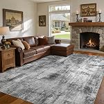 DMOYEST Living Room Area Rugs - 8x10 Abstract Large Soft Indoor Washable Rug Neutral Modern Low Pile Carpet for Bedroom Dining Room Farmhouse Home Office - Grey Blue