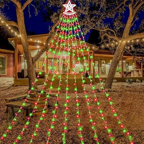 Vohuf Make Your Celebrations Shine with 350 LED Waterfall Lights, Designed to Create a Captivating Christmas Spectacle (red Green)