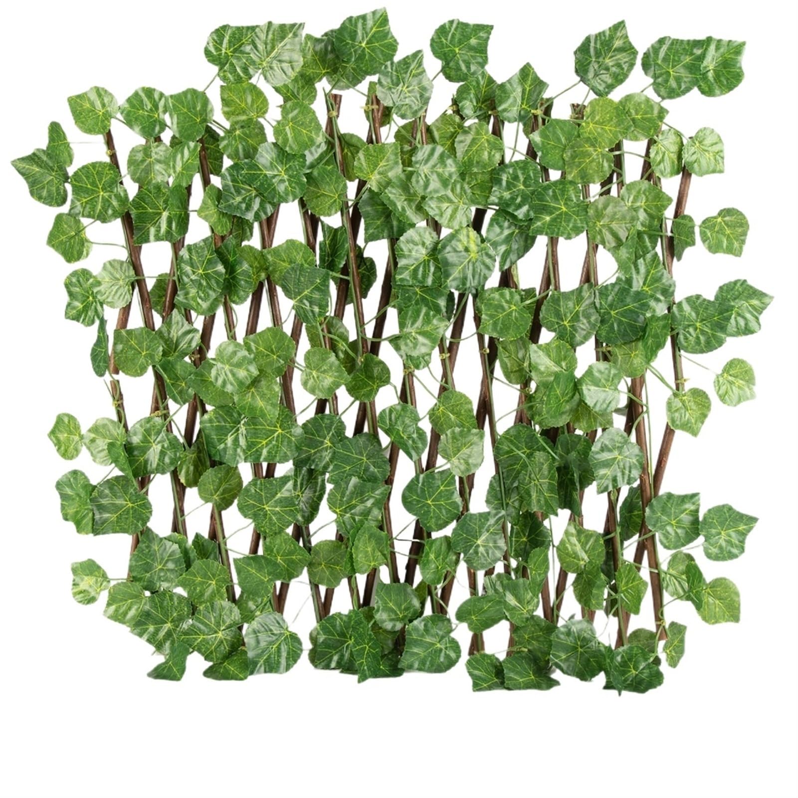 Sztuczna osłona ogrodzeniowa, Sztuczny bluszcz, rozsuwany, chowany płot 43x20x2 cm do ogrodu, balkonu(Grape Leaves)